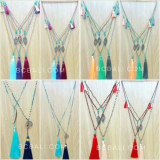 crystal beads necklaces charms tassels mix color 50 Pieces free shipping wholesale